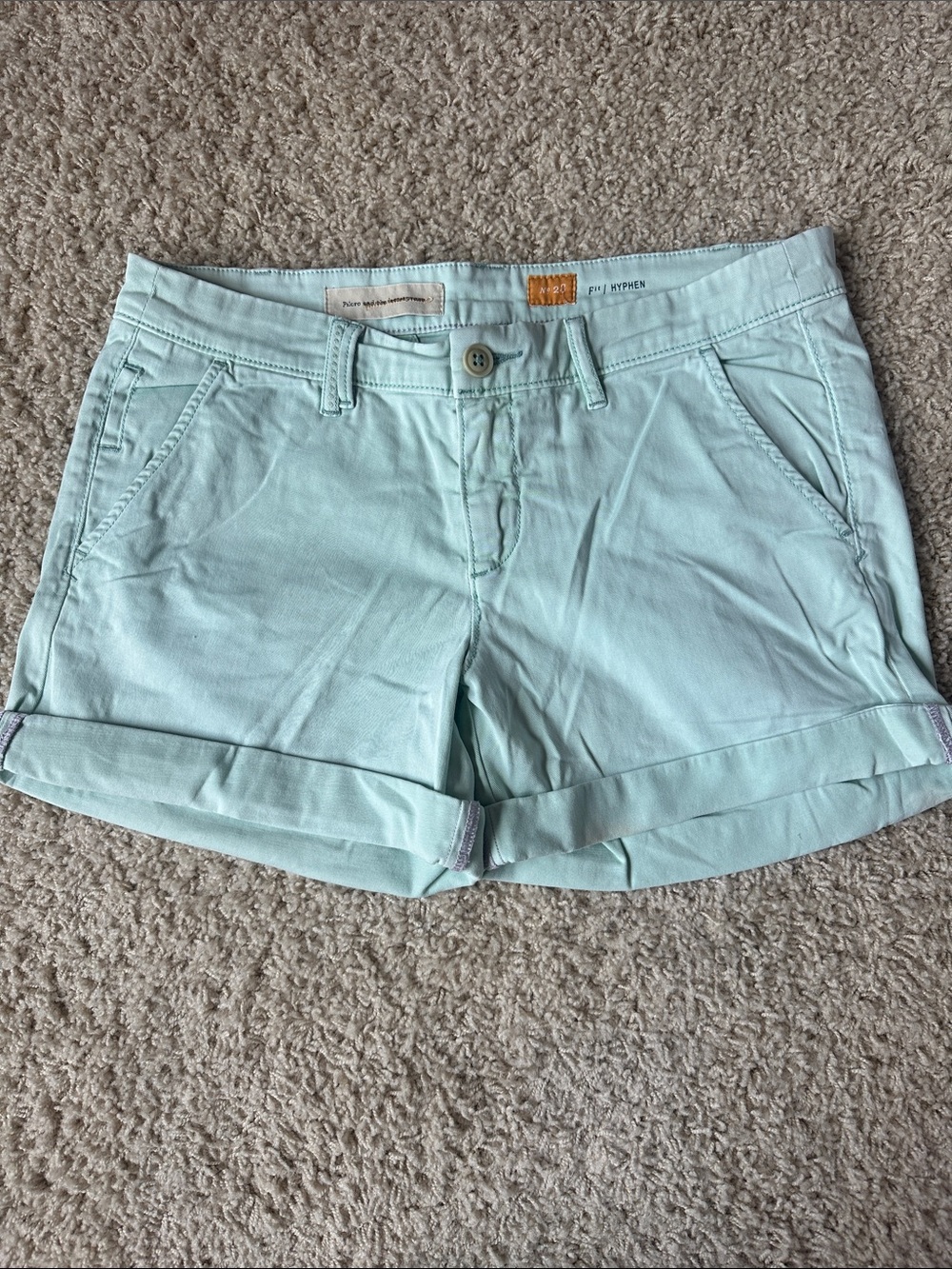 Pilcro and the Letterpress Mint Aqua Cuffed Chino Shorts Size 28